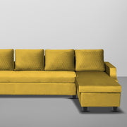 Asper RHS 6 Seater L Shape Sofa Set for Living Room (Yellow Fabric) Premium Fabric Sofa