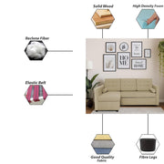 Megan LHS 4 Seater L Shaped Sofa Cum Bed for Living Room (Cream Fabric) Premium Fabric Sofa