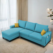 Casaliving Porto RHS 4 Seater L Shape Sofa Set for Living Room (Black Fabric) Premium Velvet Fabric Sofa Set - Black