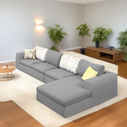 Badger LHS 6 Seater L Shape Sofa Set for Living Room (Black Fabric) Premium Fabric Sofa