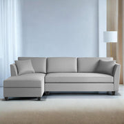 Casaliving Marvin LHS 4 Seater L Shape Sofa Set for Living Room (Black Fabric) Premium Fabric Sofa