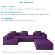 Sheron U Shaped Compressed Sofa Set for Living Room with Spacious Boucle Couch Set Living Rooms, (Purple Fabric) Premium Fabric U Shape Sofa for Living Room