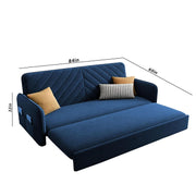 Casaliving Balbus 3 Seater Sofa Cum Bed for Living Room (Blue Fabric) Premium Fabric Sofa