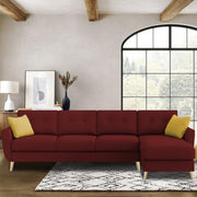Lizel RHS 6 Seater L Shape Sofa Set for Living Room (Maroon Fabric) Premium Velvet Fabric Sofa