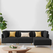 Casaliving Salina RHS 4 Seater L Shape Sofa Set for Living Room (Black) Premium Fabric Sofa