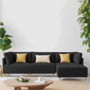 Casaliving Salina RHS 4 Seater L Shape Sofa Set for Living Room (Black) Premium Fabric Sofa