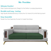 Falconar 3 Seater Sofa Set for Living Room (Green Grey Fabric) Premium Fabric Sofa