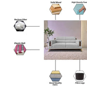 Falconar 3 Seater Sofa Set for Living Room (Grey Fabric) Premium Fabric Sofa