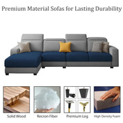 Orion LHS 6 Seater L Shape Sofa Set for Living Room (Blue Grey Colour) Premium Fabric Sofa