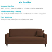 Premium Valkyrie 3 Seater Sofa Set 3 Seater Modern Sofa Set for Living Room (Brown Color Fabric)