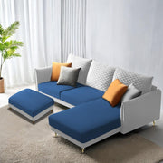 Casaliving Stanly LHS 4 Seater L Shape Sofa with Center Table for Living Room (Blue Fabric)