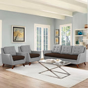 Slove 3 +1 + 1 Seater Sofa Set for Living Room | Color - Cream Black | Premium Fabric Sofa