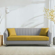 Casaliving Barton 3 Seater Sofa for Living Room (Blue Black Fabric) Premium Fabric Sofa