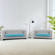 Casaliving Sinclair 3+1+1 Seater Sofa Set for Living Room (Blue Black Colour) Premium Fabric Sofa