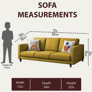 Casaliving Mikasa 3 Seater Sofa Set for Living Room (Black Colour Fabric) Premium Fabric Sofa