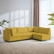 Lenser L Shaped Sofa Set for Living Room (Yellow Fabric) Premium Fabric Sofa Set