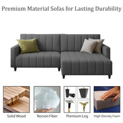Netlie 4 Seater RHS L Shape Sofa Set for Living Room (Dark Grey Fabric) Premium Fabric Sofa Set for Living Room
