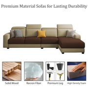 Orion RHS 6 Seater L Shape Sofa Set for Living Room (Cream Brown Colour) Premium Fabric Sofa