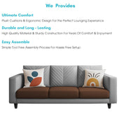 Casaliving Mikasa 3 Seater Sofa Set for Living Room (Black Colour Fabric) Premium Fabric Sofa