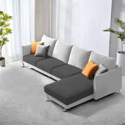 Casaliving Stanly LHS 6 Seater L Shape Sofa Set for Living Room (Black Fabric)