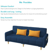 Casaliving Melfoy 3 Seater Sofa Cum Bed for Living Room with Ottomon (Blue Fabric) Premium Fabric Sofa