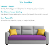 Evona 3 Seater Sofa Set for Living Room (Purple Grey Colour Fabric) Premium Fabric Sofa