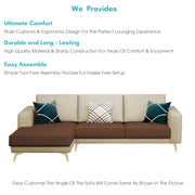 Falco LHS 4 Seater L Shape Sofa Set for Living Room (Cream Brown Fabric) Premium Fabric Sofa