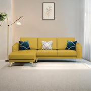 Falco LHS 4 Seater L Shape Sofa Set for Living Room (Yellow Fabric) Premium Fabric Sofa