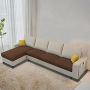 Casaliving Porto LHS 6 Seater L Shape Sofa Set for Living Room (Black Fabric) Premium Velvet Fabric