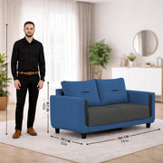 Casaliving Viskafors Upholstered 3 Seater Sofa Set for Living Room (Black Colour Fabric) Premium Fabric Sofa