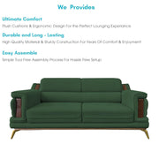 Falconar 3 Seater Sofa Set for Living Room (Green Fabric) Premium Fabric Sofa