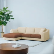 Cortina LHS 4 Seater L Shape Sofa Set for Living Room (Cream Brown Fabric) Premium Fabric Sofa