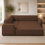 Casaliving Rion 6 Seater L Shape Corner Sofa Cum Bed for Living Room (Black Fabric) Premium Fabric Sofa Cum Bed