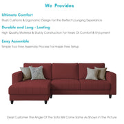 Oslo 4 Seater LHS L Shape Sofa Set for Living Room (Maroon Fabric) Premium Fabric Sofa Set for Living Room