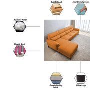 Janifer LHS 6 Seater L Shape Sofa Set for Living Room (Orange Colour) Premium Fabric Sofa Set