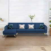 Falco LHS 6 Seater L Shape Sofa Set for Living Room (Blue Fabric) Premium Fabric Sofa