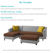 Neyami LHS 4 Seater with Ottoman L Shape Sofa Set for Living Room (Brown Grey) Premium Fabric Sofa Set