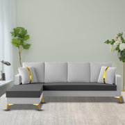 Casaliving Mandis LHS 4 Seater L Shape Sofa Set for Living Room (Black Fabric) Premium Fabric Sofa