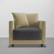 Dominic 1 Seater Sofa Set for Living Room (Black Grey Fabric) Premium Fabric Sofa