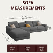 Orion LHS 6 Seater L Shape Sofa Set for Living Room (Dark Grey Colour) Premium Fabric Sofa