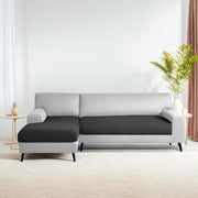 Casaliving Amelia RHS 6 Seater L Shape Sofa Set for Living Room (Black Fabric) Premium Fabric Sofa