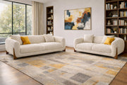 Elora Modern Premium Boucle Fabric Sofa, Upholstered 3+2 Seater Sofa Set for Living Room, (Beige Colour) Premium Boucle Fabric Sofa