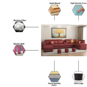 Emerson Modern U-Shaped Sectional Sofa Set 9 Seater, Sofa Couch with 3 Puffy for Hall (Black Colour) Premium Leatherette Fabric Sofa