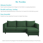 Mikasa 4 Seater RHS L Shape Sofa Set for Living Room (Green Fabric) Premium Fabric Sofa Set for Living Room