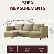 Mikasa 4 Seater LHS L Shape Sofa Set for Living Room (Cream Fabric) Premium Fabric Sofa Set for Living Room