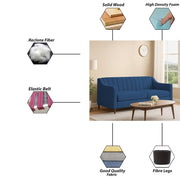 Mobius 3 Seater Sofa Set for Living Room (Blue Colour Sofa) Premium Fabric Sofa for Living Room