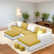 Badger RHS 8 Seater L Shape Sofa Set with Center Table for Living Room (Grey Fabric) Premium Fabric Sofa