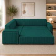 Casaliving Rion 6 Seater L Shape Corner Sofa Cum Bed for Living Room (Black Fabric) Premium Fabric Sofa Cum Bed