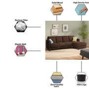 Swaloni RHS 6 Seater L Shape Sofa Set for Living Room (Brown) Premium Fabric Sofa
