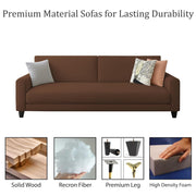 Kaven 3 Seater Sofa Set for Living Room (Brown Colour Fabric) Premium Fabric Sofa
